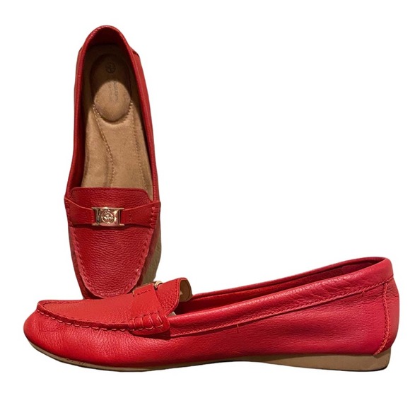 Giani Bernini Dailyn Red Pebble Leather Flat Loafers Size 7.5 M